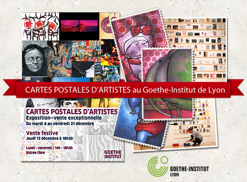 Exposition de cartes postales d'artistes au Goethe Institut de Lyon